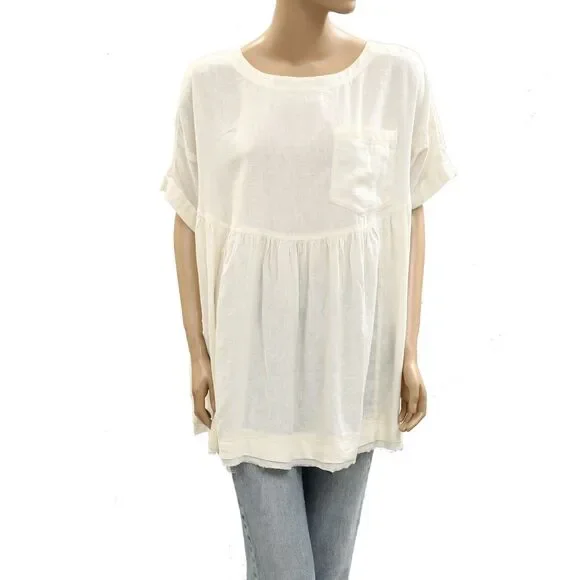 Free People We The Free Moon City Tunic Top Oversized Babydoll Ivory S 285732 - Picture 5 of 9